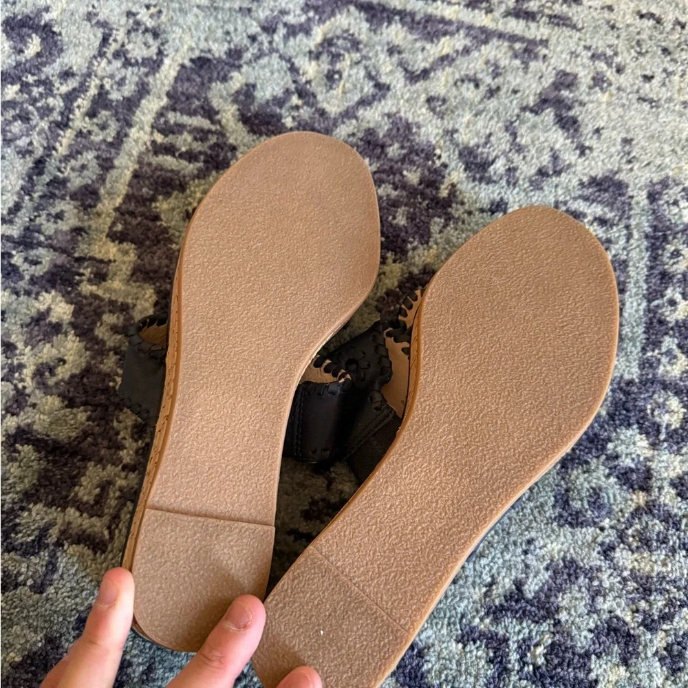 Jack Rodger’s NWOT Navy Blue Wicker Floral Thong Mid Wedge Sandal Cork Size 8 - Picture 4 of 8